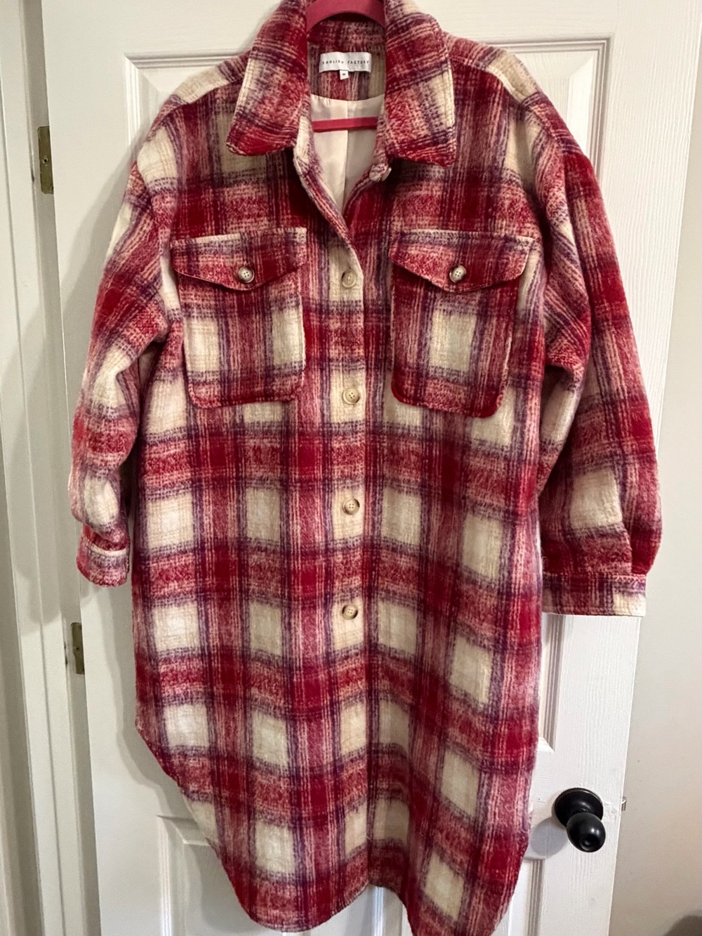 English Factory Plaid Longline Shacket